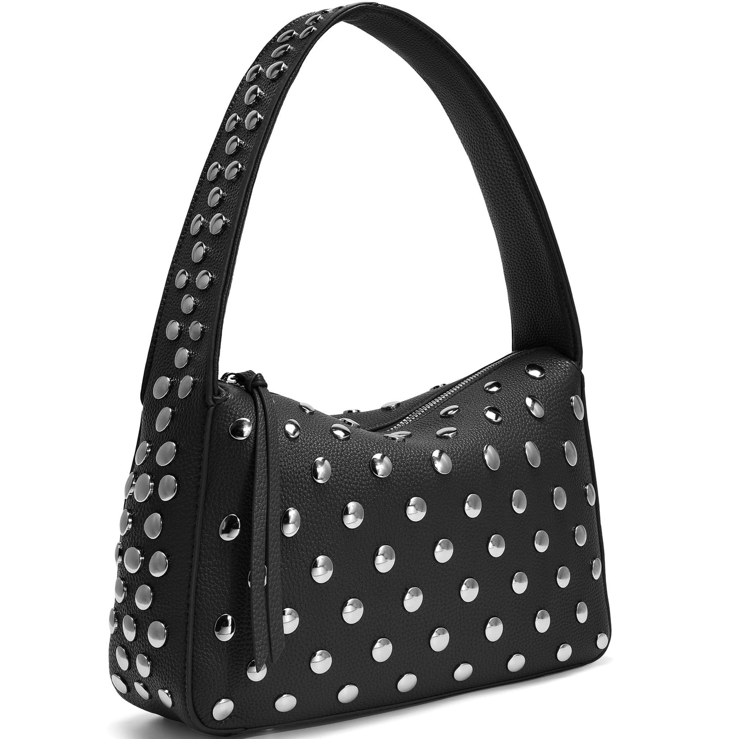 Kiss Sea Studded Handbag for Women Studded Leather Purse Trendy Shoulder Bag for Daily & Party Use Black