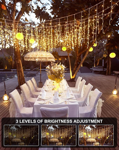 Icicle Lights for Outside Christmas Outdoor 400 LED 39FT Warm White, 64 Drops 2700K Lights with Remote/8 Modes/Timer, IP44 Waterproof for Roof Gutter Wedding Holiday Decorations