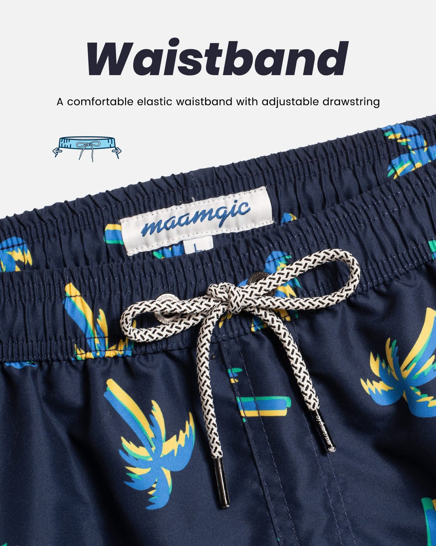 maamgic Mens Swim Trunks Quick Dry Swim Shorts with Mesh Lining Funny Swimwear Bathing Suits 7inch Dark Blue Luminous Coconut X-Large