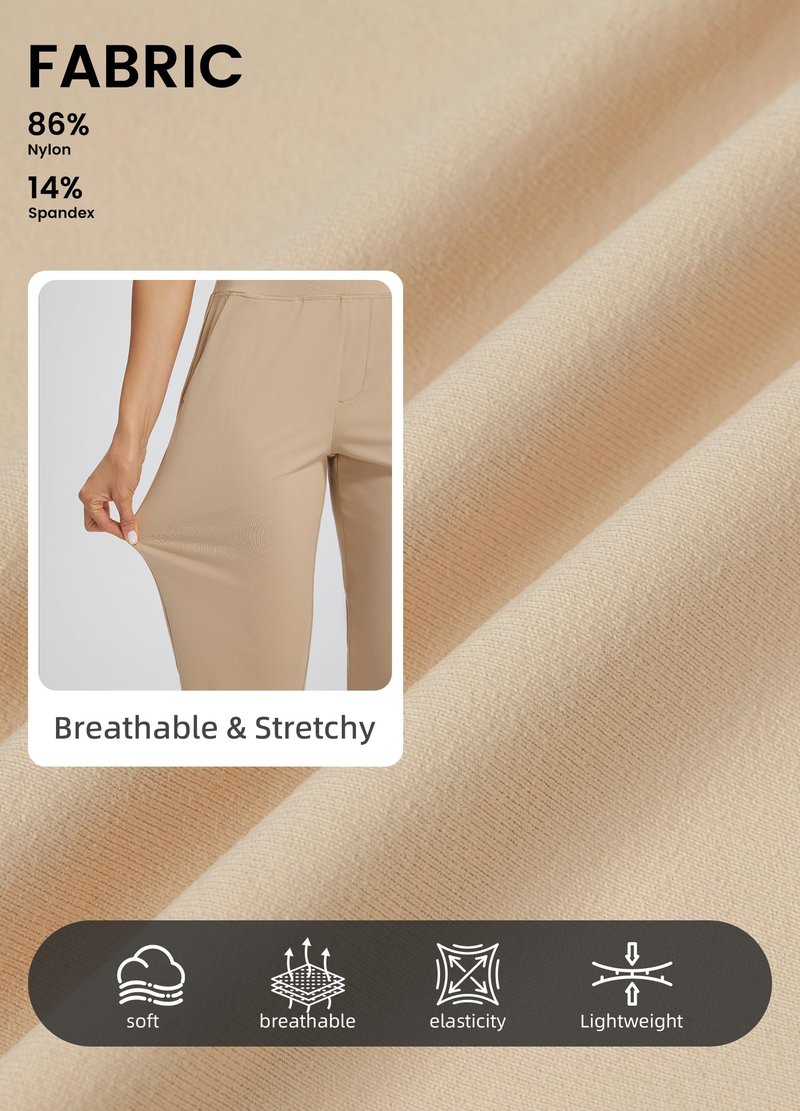 Libin Women Athletic Sweatpants 29'' Travel Pants for Women High Waisted Ankle Pants with 4 Pockets for Golf Casual Khaki M
