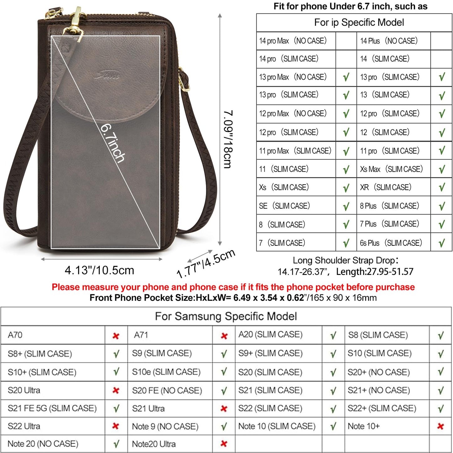S-ZONE Small Crossbody Bags for Women Cell Phone Purse RFID Blocking Wallet Purses with Credit Card Slots