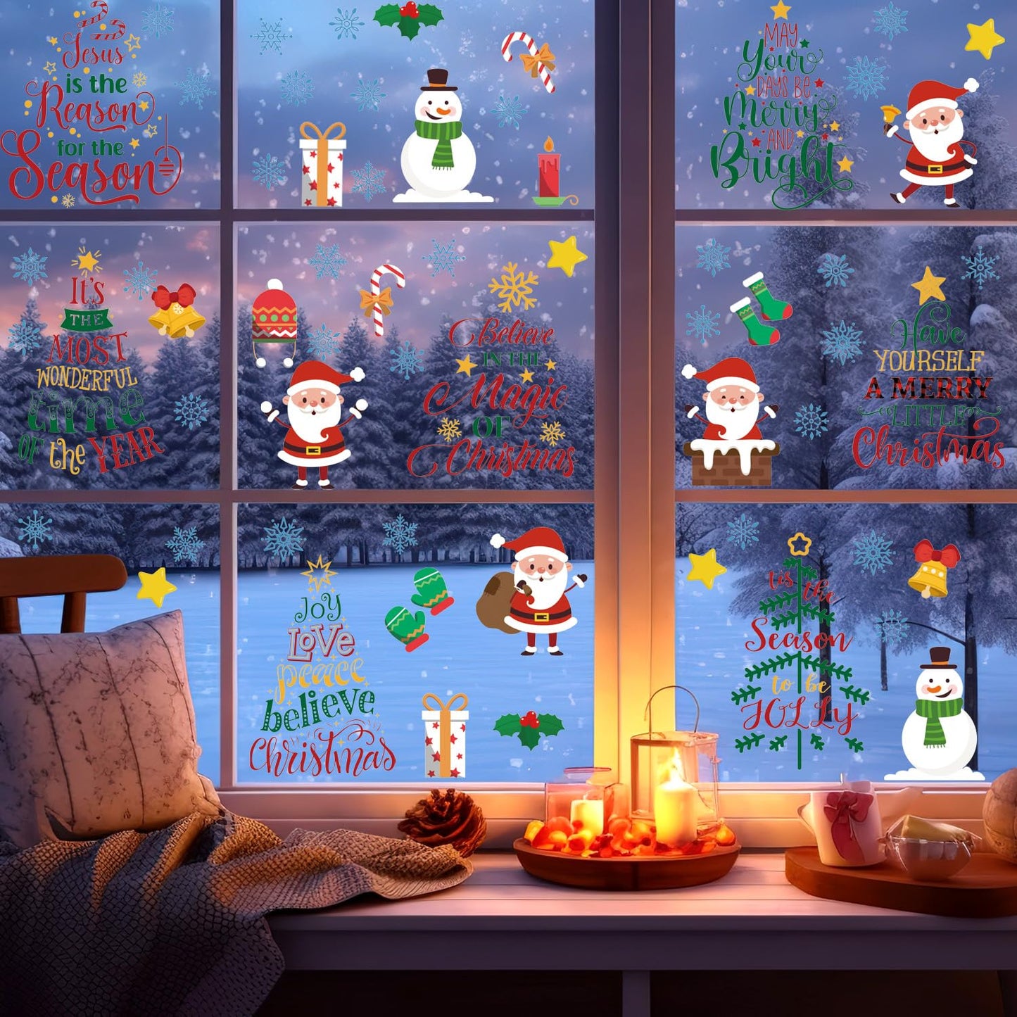 TOARTI Religious Merry Christmas Quotes Window Clings Have Yourself A Merry Little Christmas Inspirational Stickers Colorful Xmas Words Decals Winter Holiday Party Supplies Xmas Tree Window Stickers