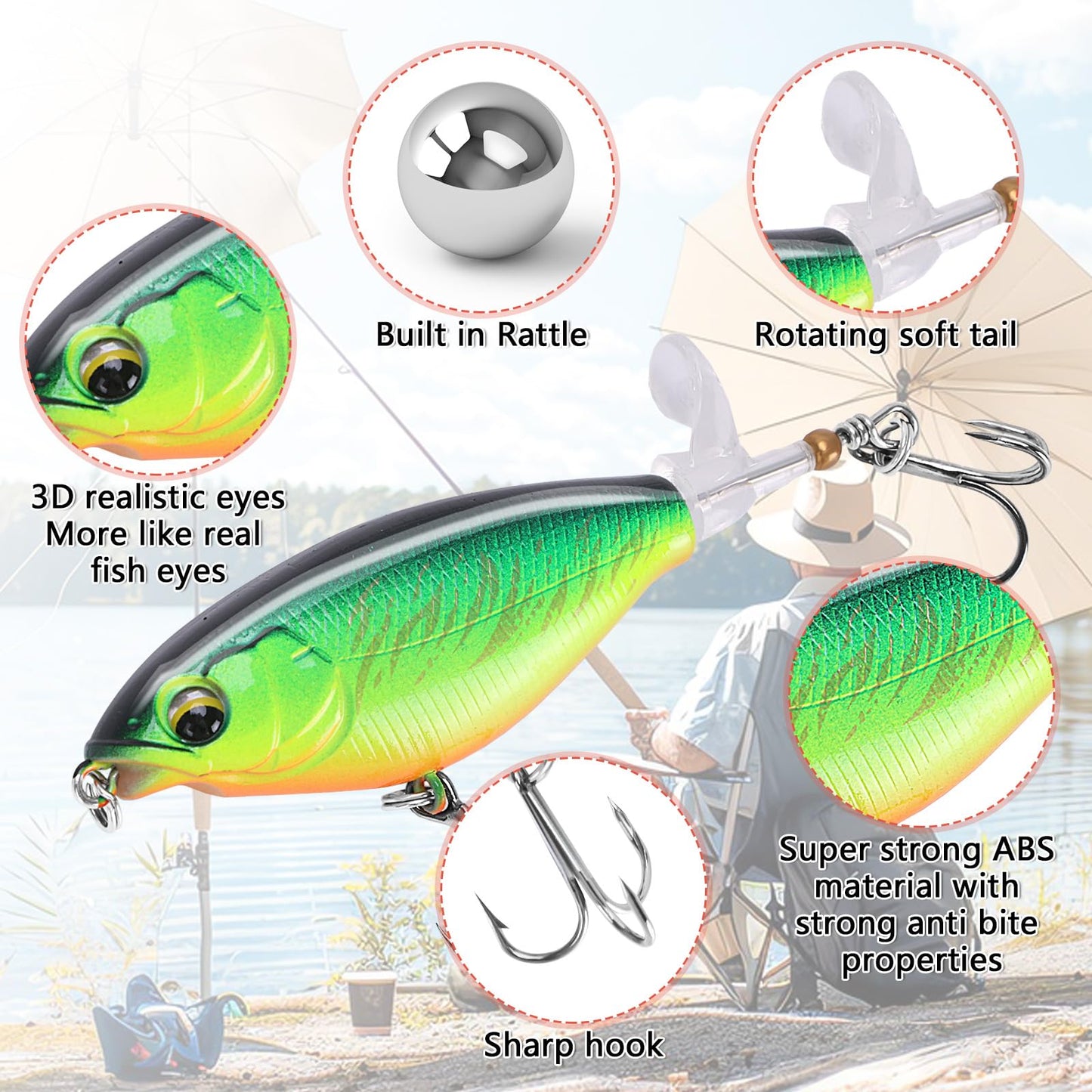 6PCS Swimbait Kit Realistic Bait and Surface Bait with Realistic 3D fisheye and Multi Joint Swimming Movements, Perfect for Saltwater and Freshwater Fishing Kits (A-6PCS)