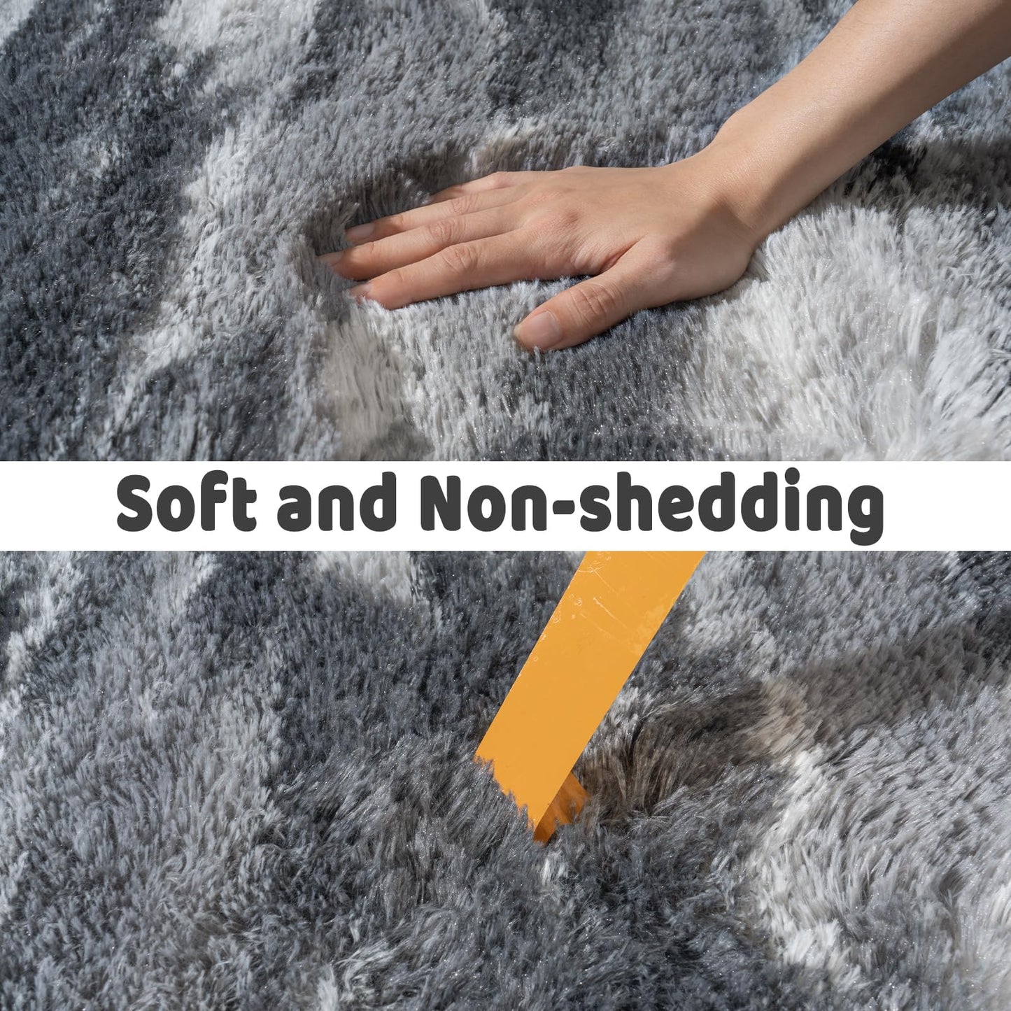 Ailyei Soft Runner Rugs for Bedroom Hallways, 2x6 Abstract Grey Fluffy Shag Throw Area Rug Non Slip for Bedside Dorm, Long Shaggy Furry Carpet for Nursery Living Room