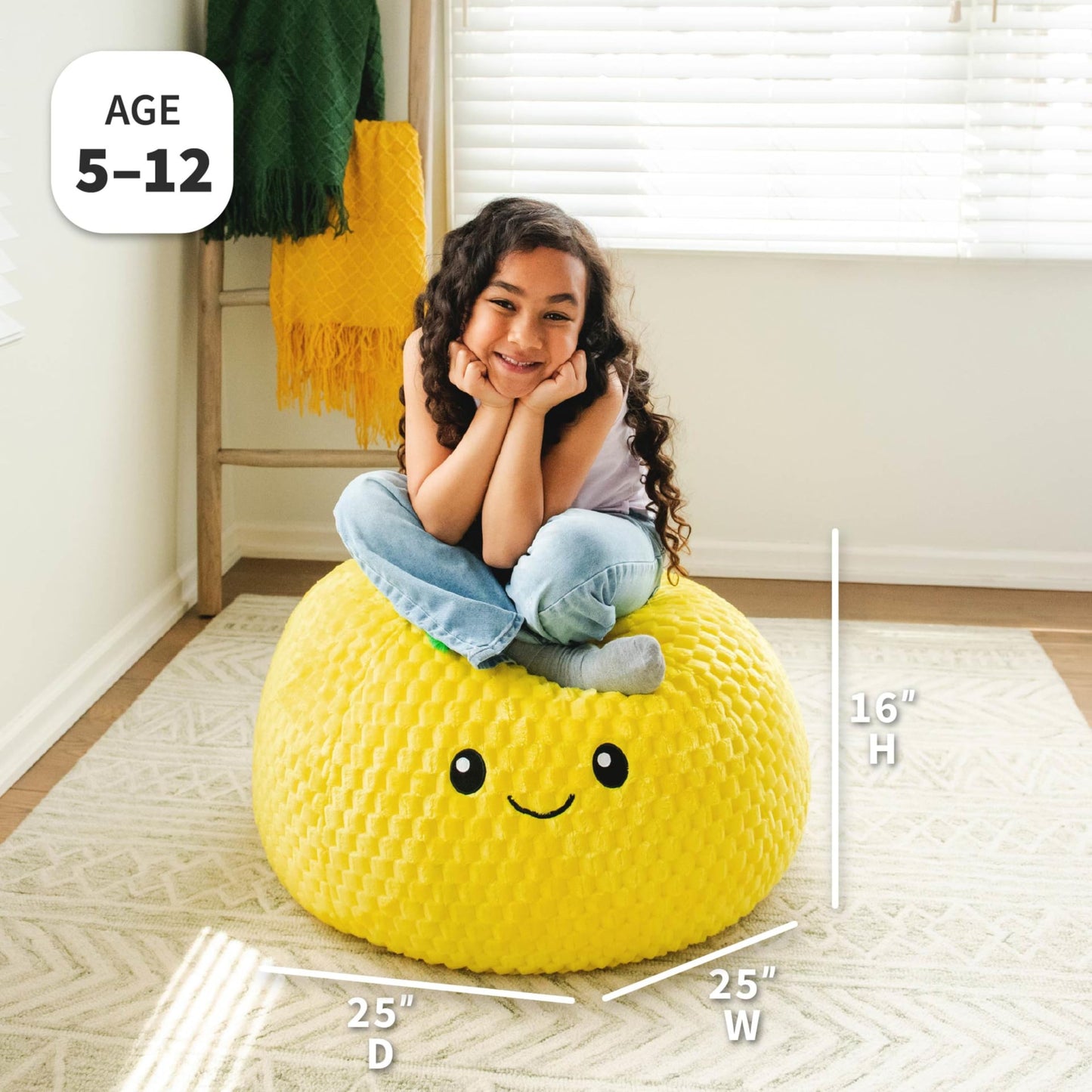 Big Joe Classic Bean Bag Chair, Mini Clouds Oat Smartmax, Durable Polyester Nylon Blend, 2 feet Round