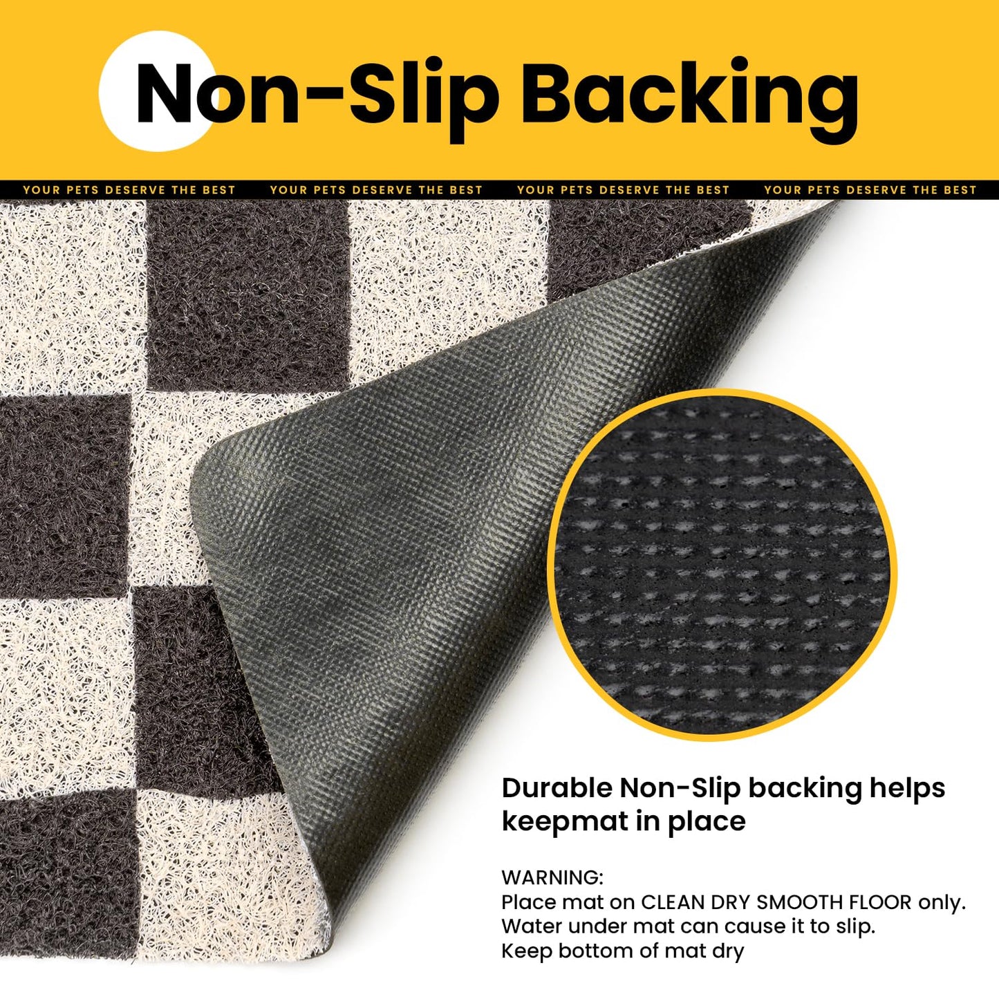 Conlun Cat Litter Mat Litter Trapping Mat, Premium Durable PVC Cute Cat Litter Box Mat, Non-Slip, Less Waste Kitty Litter Mat, Soft on Kitty’s Paws, 24”x 17” cat matts for litter, Chessboard