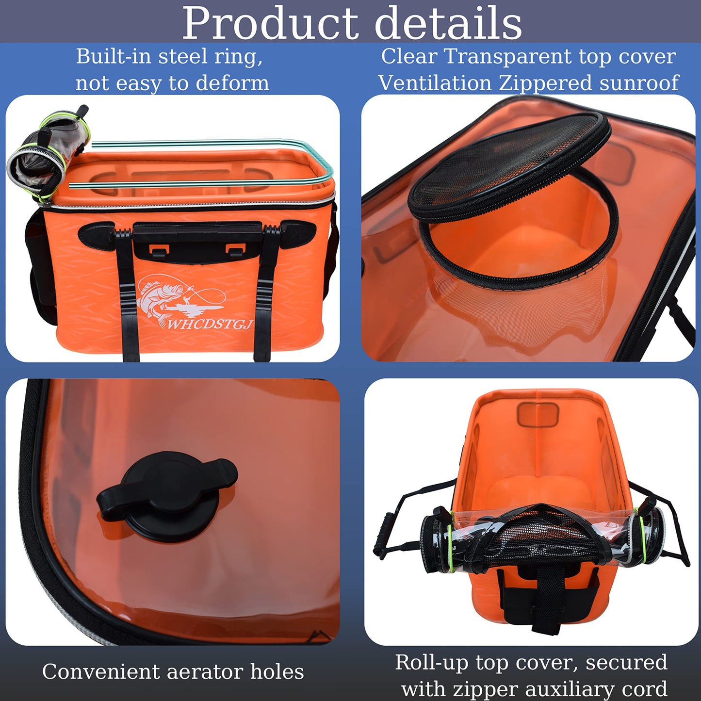 WHCDSTGJ Transparent Top Cover Fishing Bucket, Foldable Fish Bait Bucket, Multifunctional Minnow Bucket, Live Fish Container, Fish Protection Bucket, Outdoor Camping Fishing Bag.