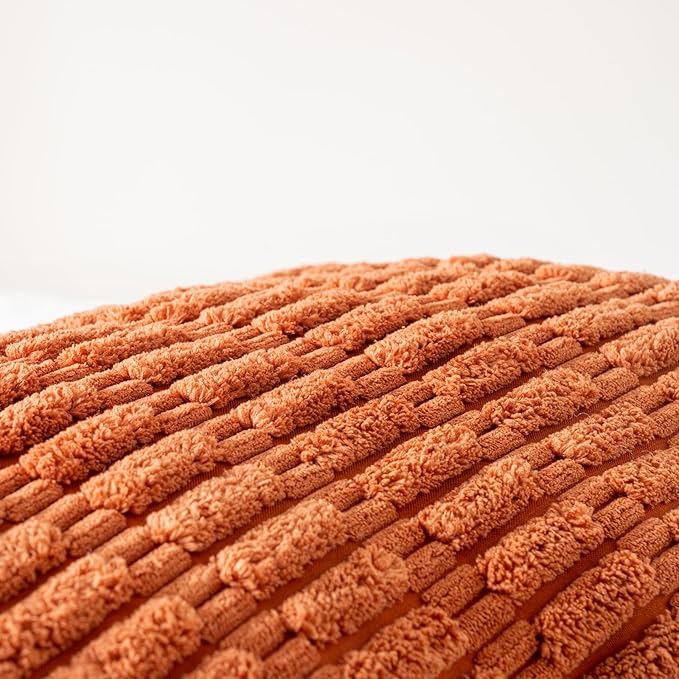 Fancy Homi Burnt Orange Long Body Lumbar Decorative Throw Pillow Cover 14x36 Inch for Bedroom Couch Bed Sofa, Farmhouse Boho Fall Room Decor, Soft Striped Corduroy Rectangle Pillow Case