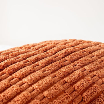 Fancy Homi Burnt Orange Long Body Lumbar Decorative Throw Pillow Cover 20x54 Inch for Bedroom Couch Bed Sofa, Farmhouse Boho Fall Room Decor, Soft Striped Corduroy Rectangle Pillow Case