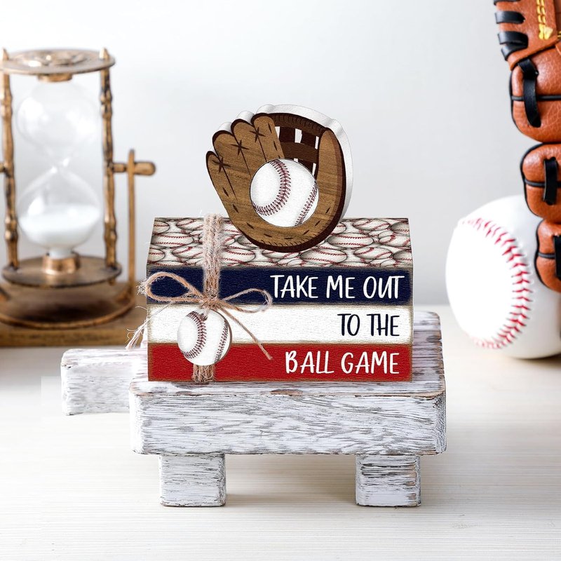 Baseball Decorations - 5 Pcs Mini Wooden Centerpieces for Farmhouse Tiered Tray | Sport Party Decor 2026