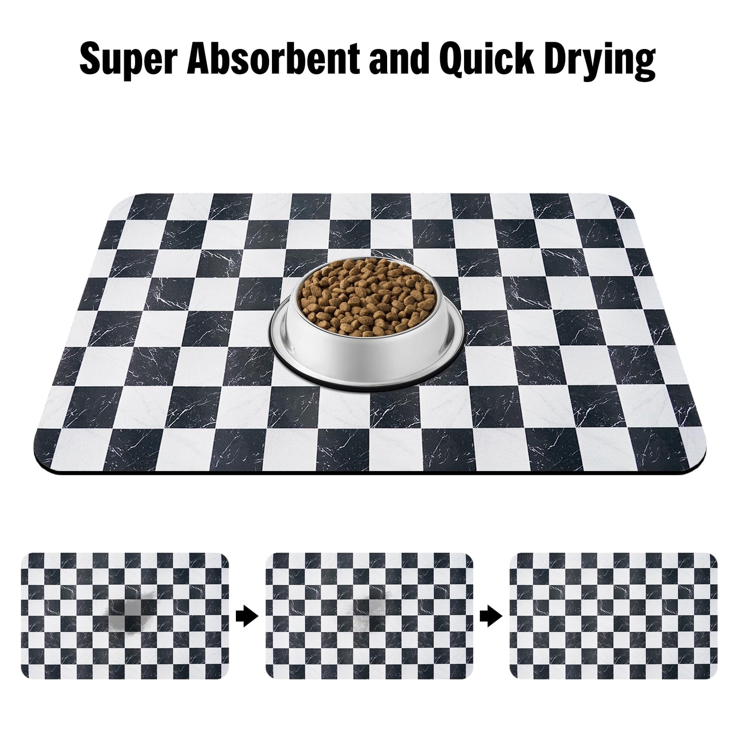 Dog Food & Water Mat, Pet Feeding Mats for Floor Non-Slip Waterproof, Super Absorbent Cat Bowl Easy to Clean Eco-Friendly Durable Pet Placemat