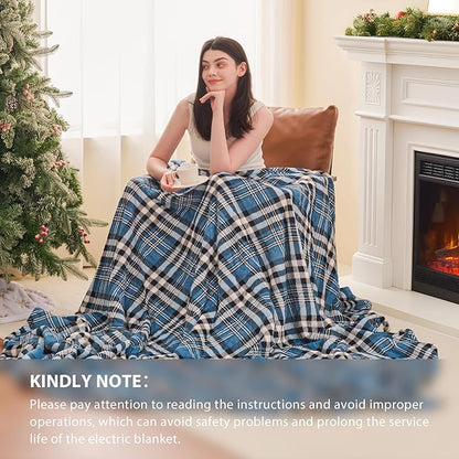 Homemate Electric Blanket Heated Throw - 50“x60“ Ultra Soft Cozy Flannel Heating Blanket with 10 Fast Heat Levels 8 Hours Auto Off Over-Heated Protection ETL Certification Keep Warm in Home Office