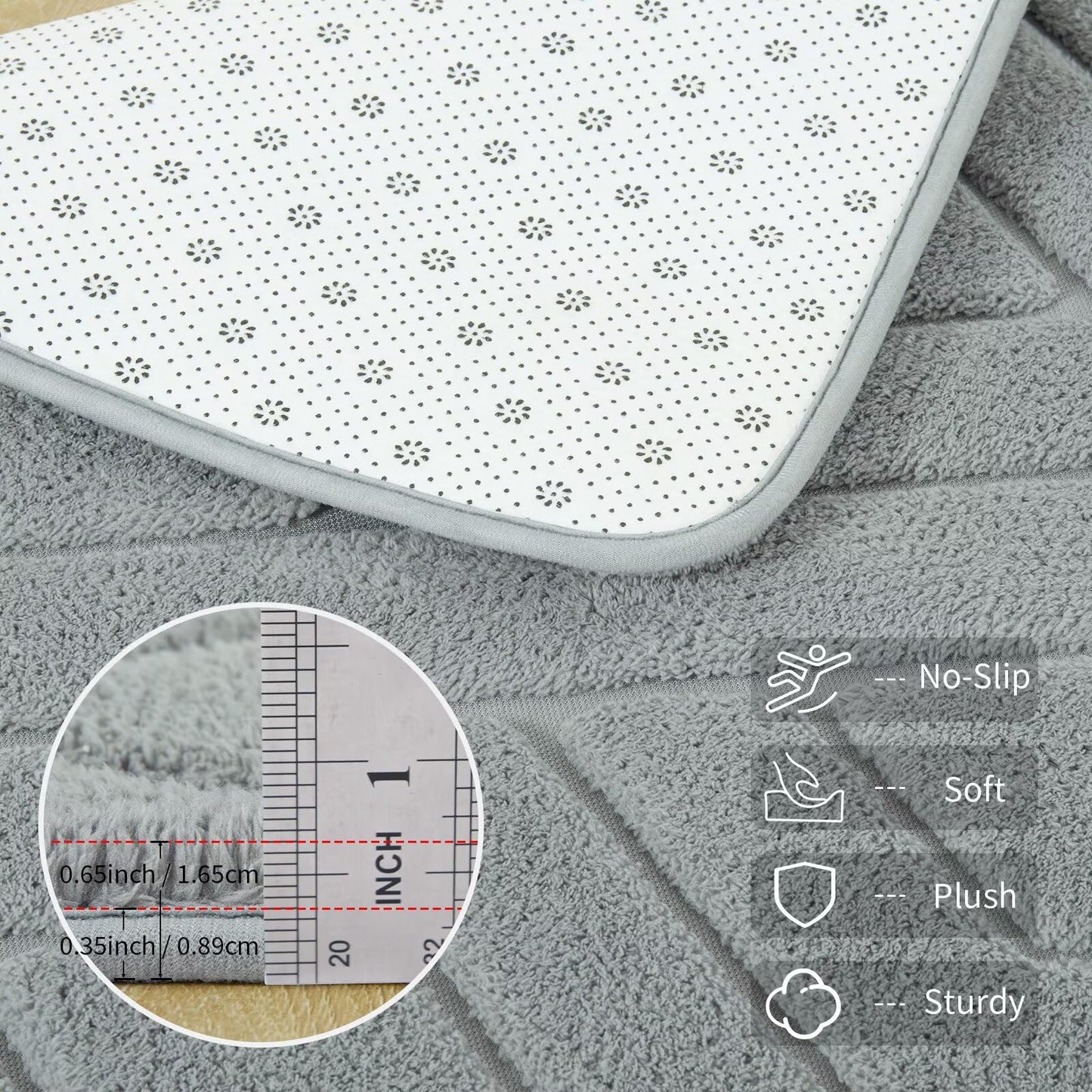 Flagover 3x5 Grey Washable Area Rug for Bedroom, Modern Geometric Shag Non-Slip Living Room Rugs, Fluffy Plush Soft Memory Foam Carpet for Kids Boys Room Nursery Room Dorm Bedside Decor