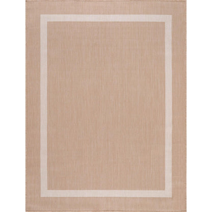 Luul Home Bordered Outdoor Rug 9x12 Washable Outside Carpet for Indoor Patio Porch Waterproof Easy Cleaning Non Shedding Area Rugs Beige 9 x 12