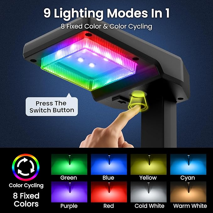 Solar Lights Outdoor, 2Pack Smart Pathway Lights with Color Changing &Sync, 9Modes (Warm/Cool White,RGB) for Driveway,Walkway,Garden,Yard,Fence,Patio,Lawn,Step Waterproof