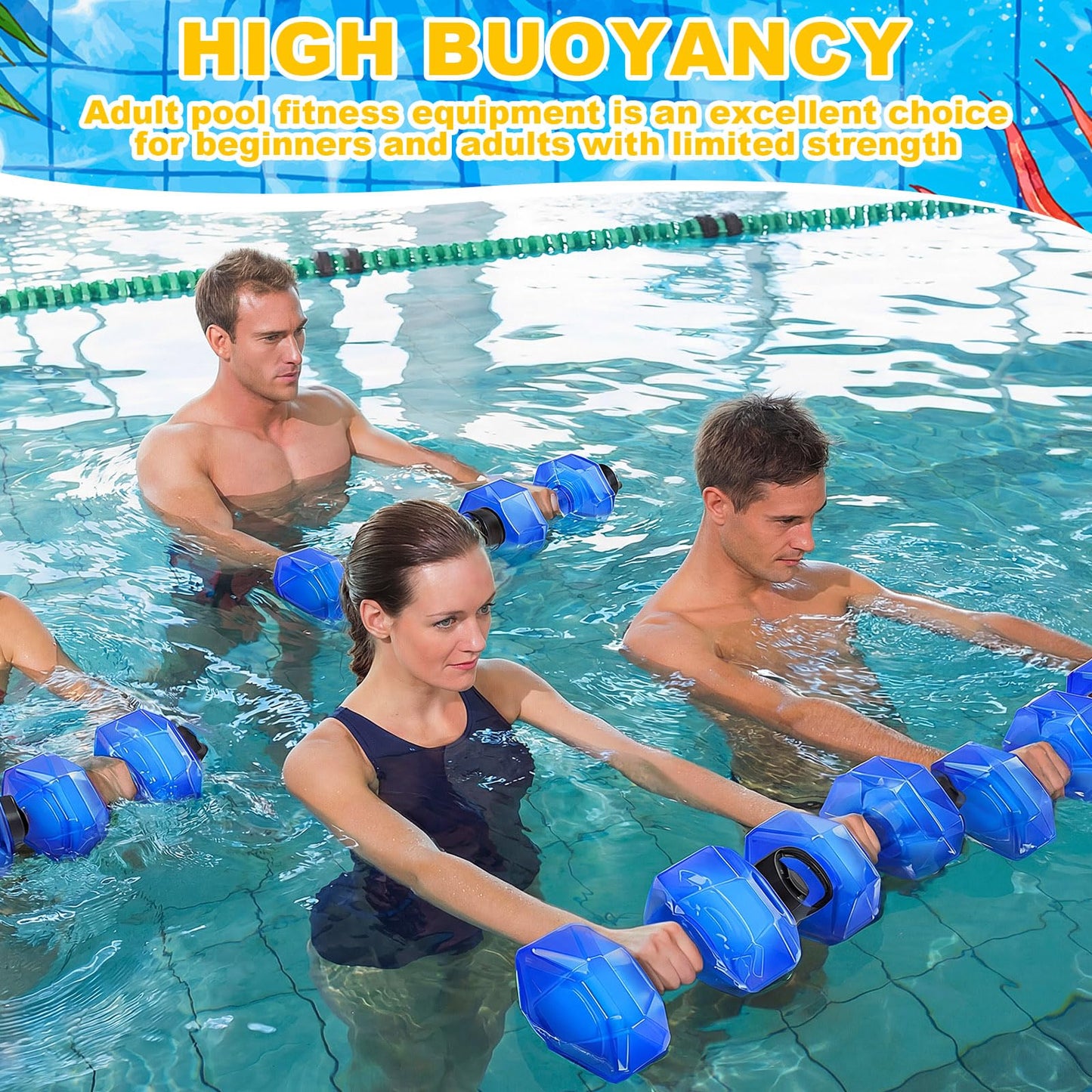 Arrowbash 4 Pcs Water Weights for Pool Exercise Aquatic Exercise Dumbbells with Non Slip Handle Water Dumbbells Set Adjustable Fitness Aerobics Equipment for Arm Toning Aqua Therapy Weight Loss