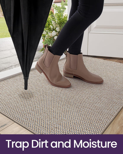 DEXI Ultra Thin Door Mat Indoor Entrance 48x72, Non Slip Rubber Backed Entryway Mats Dirt Trapper, Low Profile Front Doormat for Inside Entry, Patio, Porch, Beige