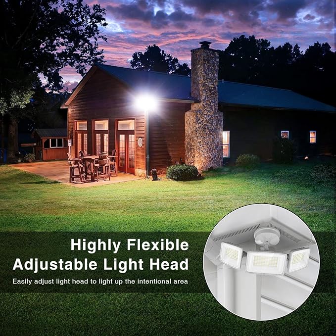 Onforu 100W Flood Lights Outdoor, 2 Packs Outdoor Security Lights 9000LM, 6500K LED Outdoor Flood Lighting Fixture, 3 Adjustable Heads, IP65 Waterproof Exterior Floodlight for Yard,Garage,Eave Mount