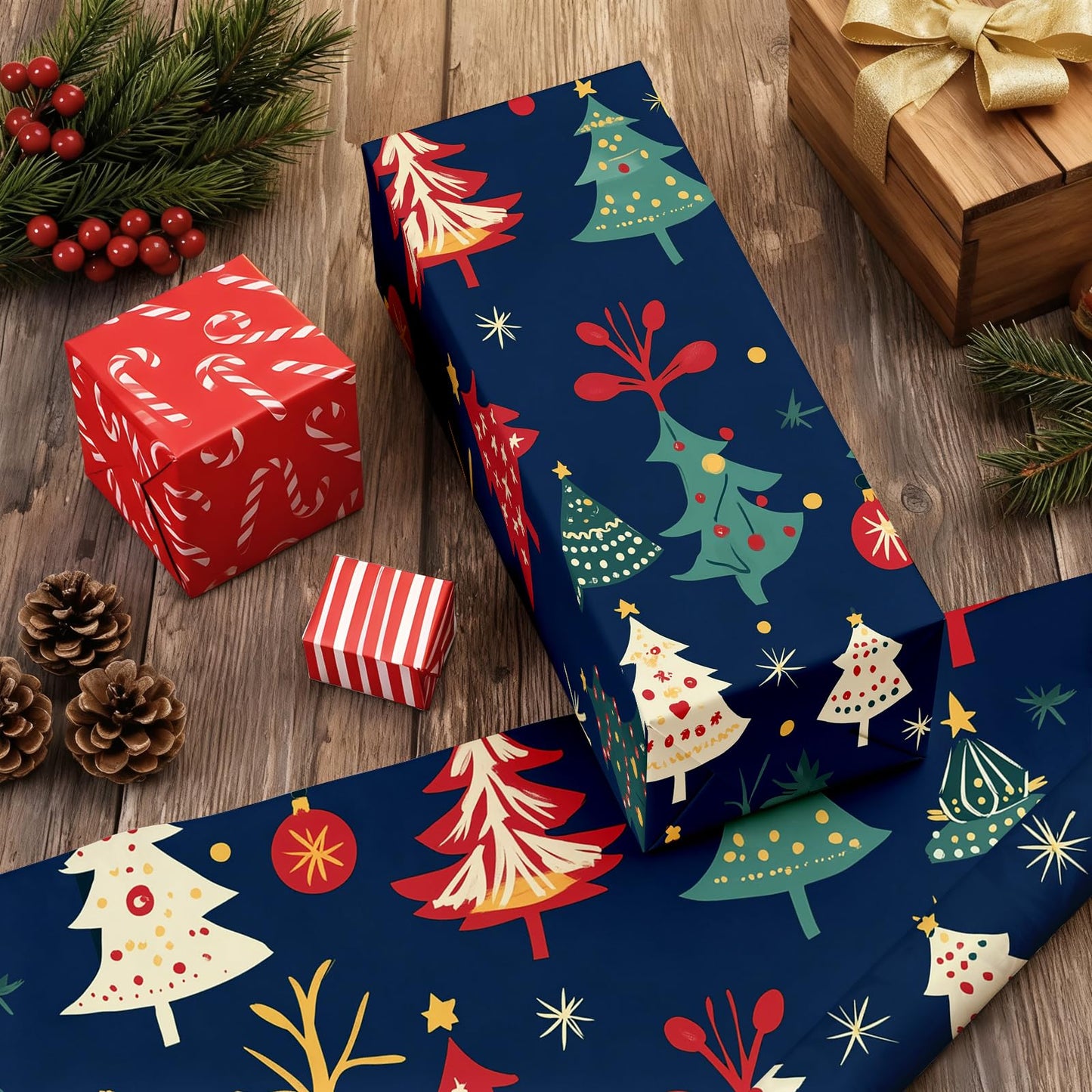 Kitico Peel and Stick Wallpaper – Self Adhesive Wall Paper for Walls, Waterproof Removable Contact Paper Roll for Everyday Home Décor & Christmas Gift Wrap Roll 17.7"x196.8"