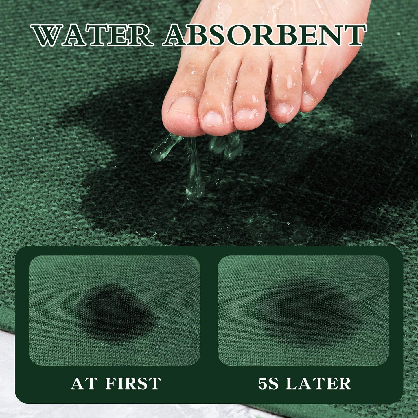 chakme Bathroom Rugs Mat 36x25, Ultra Thin Non Slip Bath Mat Large Quick Dry Absorbent Bath Mat for Bathroom Floor, (Green, 36"x25")