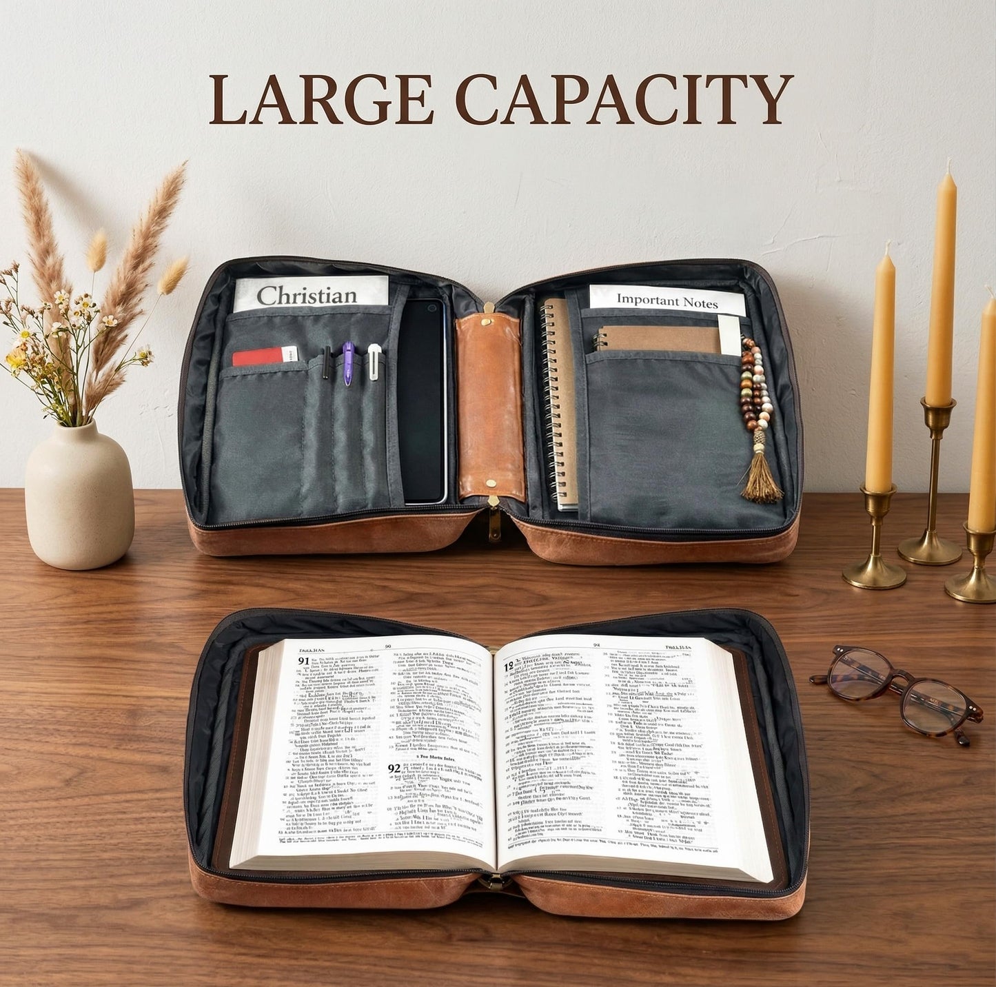 Genuine Leather Bible Covers for Men - Mens Bible Case for Men, Leather Book Cover Bible Bag for Men, Christian Gifts (Small)