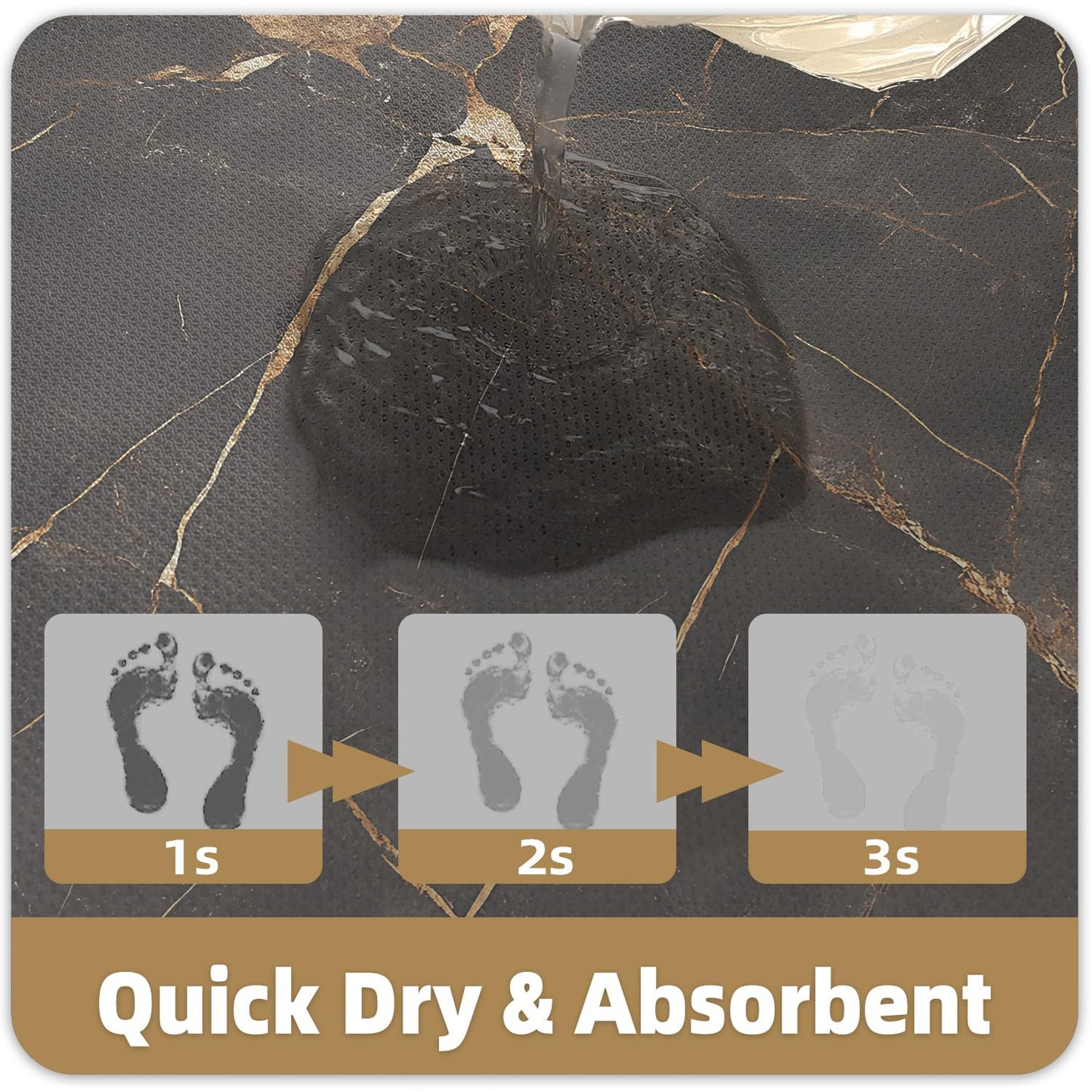 Color&Geometry Ultra Thin Bathroom Rugs Non Slip,Absorbent Quick Dry Bath Mats for Bathroom,Thin Bath Rugs Washable with Rubber Backing Fit Under Door Outside Shower,Gold-Veined Marble,24"x36"