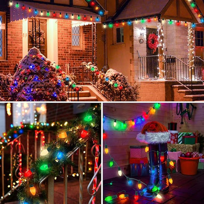 Christmas Decorations - C7 LED Christmas Lights Outdoor, 25Ft Vintage Christmas Lights Multicolor LED Christmas Tree Lights Shatterproof with 25+2 Bulbs for Christmas Tree Home Yard Decor, 0.6W