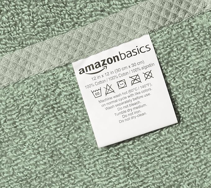 Amazon basics cotton washcloths, Lightweight quick-dry, seafoam green