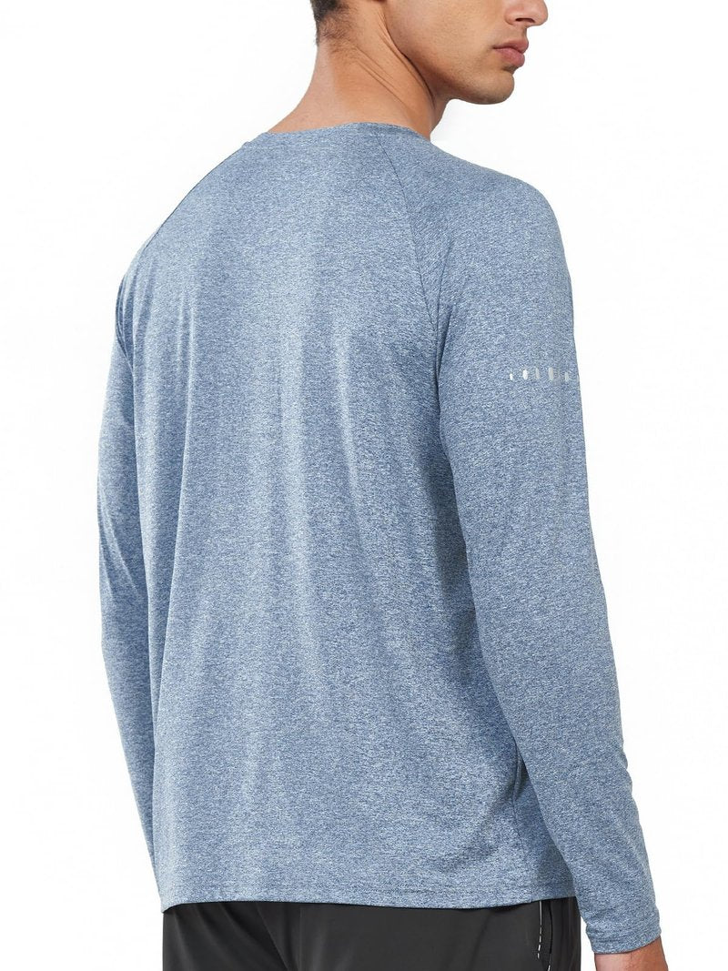NORTHYARD Men's Sun Protection Shirts UPF 50+ Long Sleeve Swim Rash Guard Shirt Running Workout Athletic Hiking UV Fishing BLUEHEATHER L