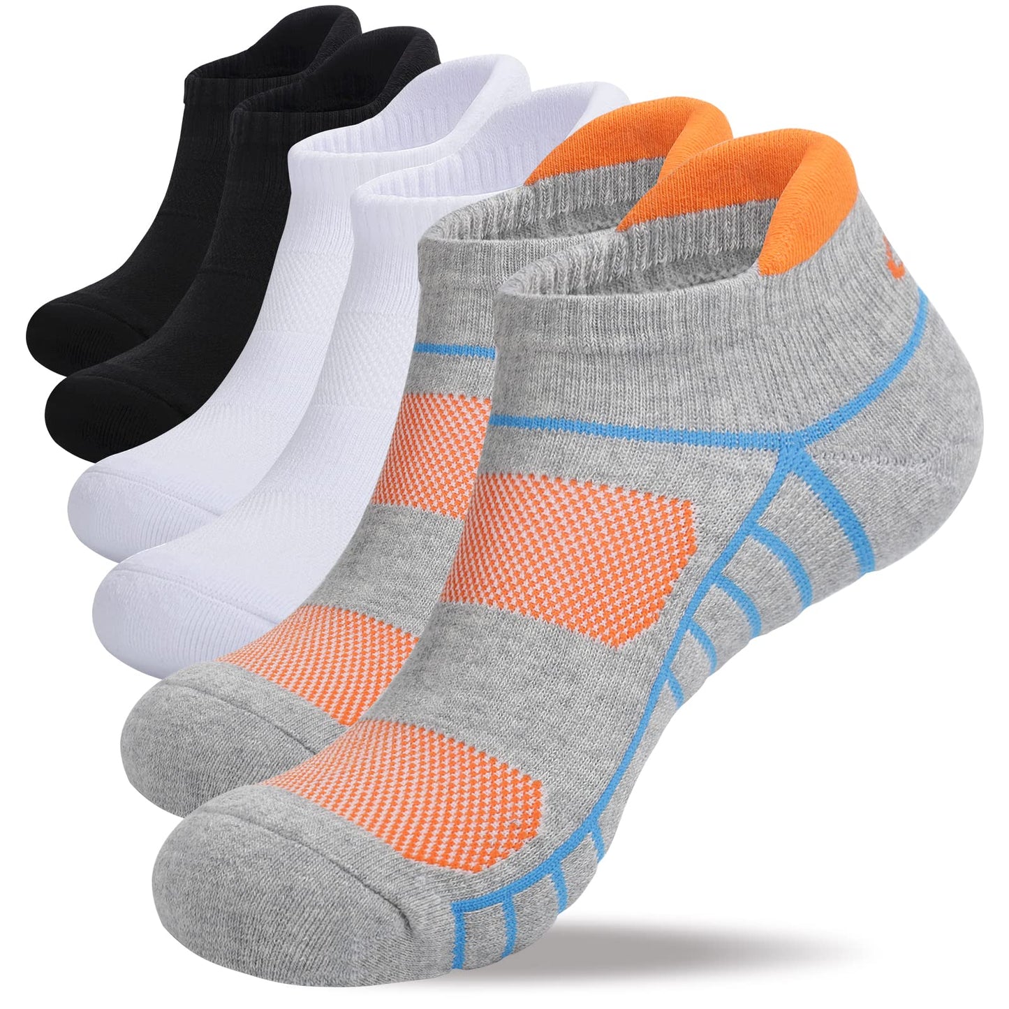 Lapulas Ankle Socks Low Cut Cushioned Running Tab Sports Socks for Men and Women 6Pairs Small