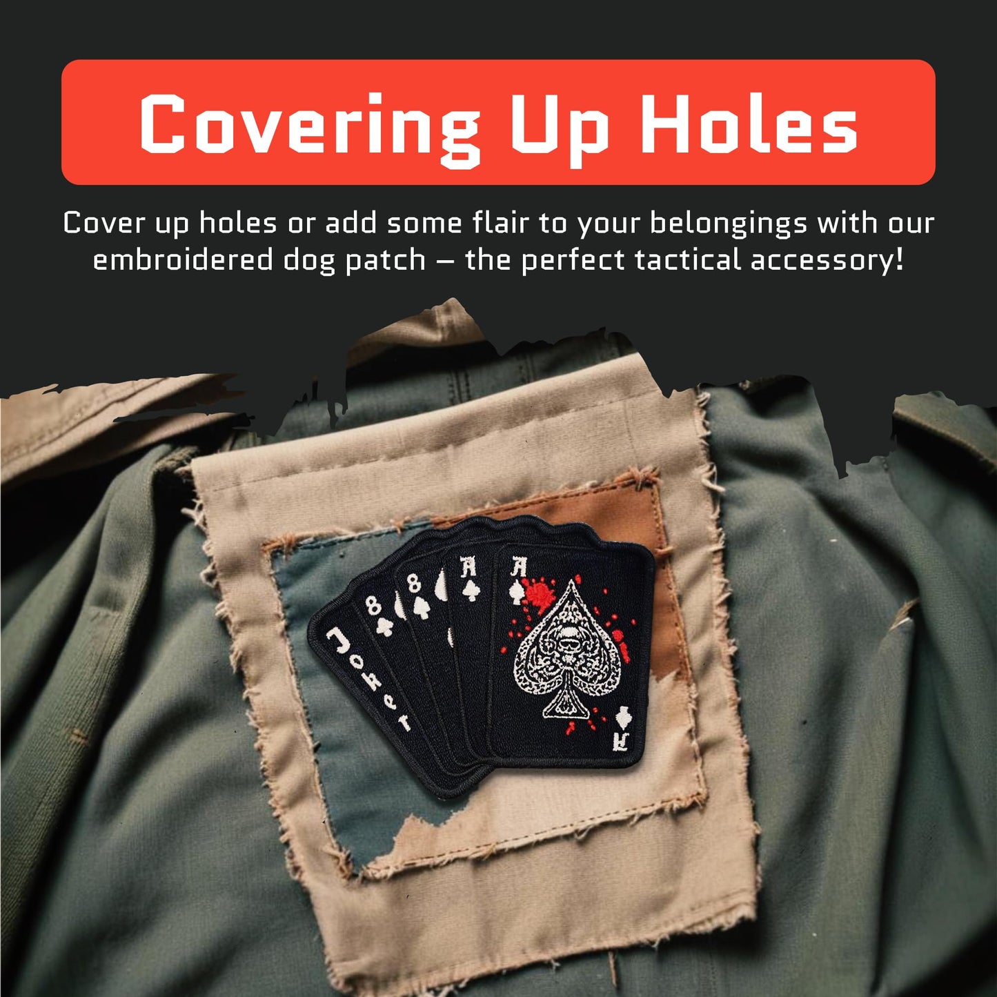 Dead Man's Hand Ace of Spade Embroidery Patch - Funny Meme Embroidered Patches, Military Tactical Morale Patch with Hook and Loop Fastener, Cute Patches for Backpacks, Jeans, Jackets, Vests & More