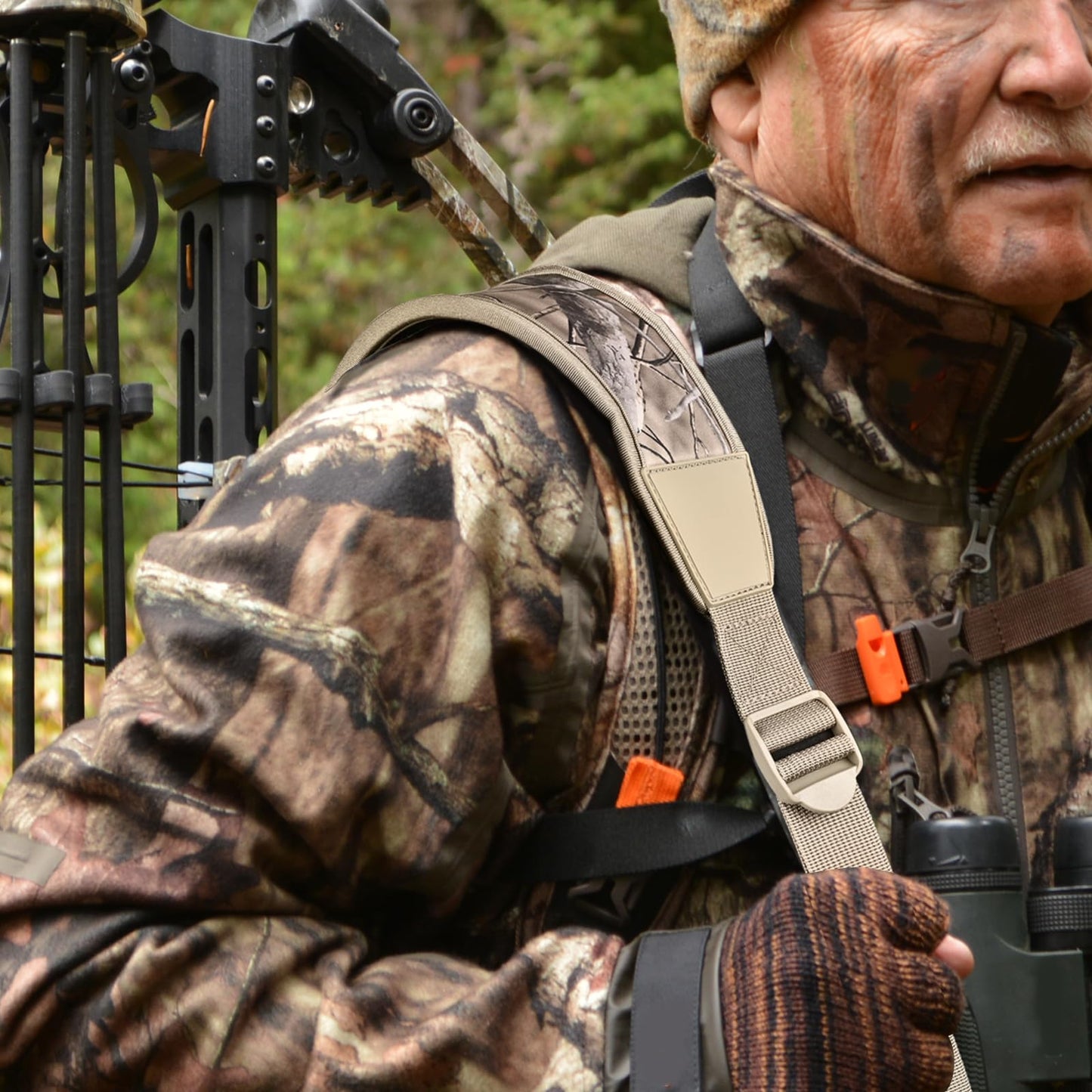 SPG Crossbow Strap Fits Most Model - Adjustable Crossbow Sling Strap Non-Slip Pad Crossbow Sling Two Points Camo Shoulder Strap with Heavy Duty Webbing for Crossbow Accessory (Khaki Camo)