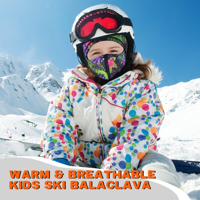 Botack Kids Ski Mask, Winter Warm Breathable Balaclava Face Mask for Boys Girls Snowboarding Snow Sports