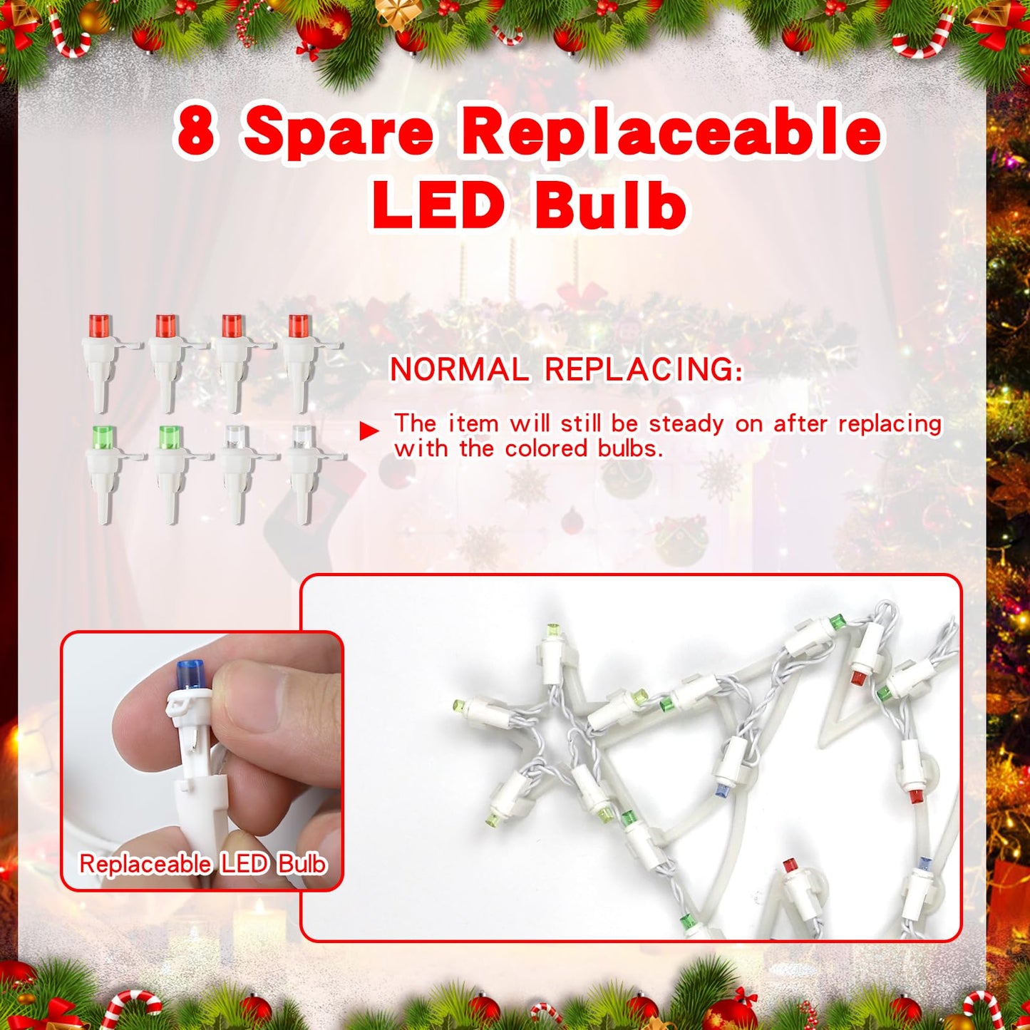 4 Pack Christmas Window Silhouette LED Lights Decorations, Santa Claus, Xmas Trees, Candy Cane, Snow Man Christmas Window Light Decorations with 50 Bulbs for Holiday Wall Door Glass Decorations