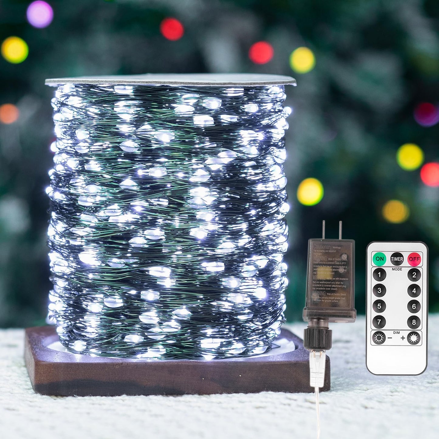 ZELUXDOT Fairy Lights Plug in,400FT 1200LEDs Waterproof Led String Lights,8 Modes Remote Twinkle Light for Outdoor Indoor Christmas Wedding Birthday Garden Party Decorations,Green Wire,Cool White