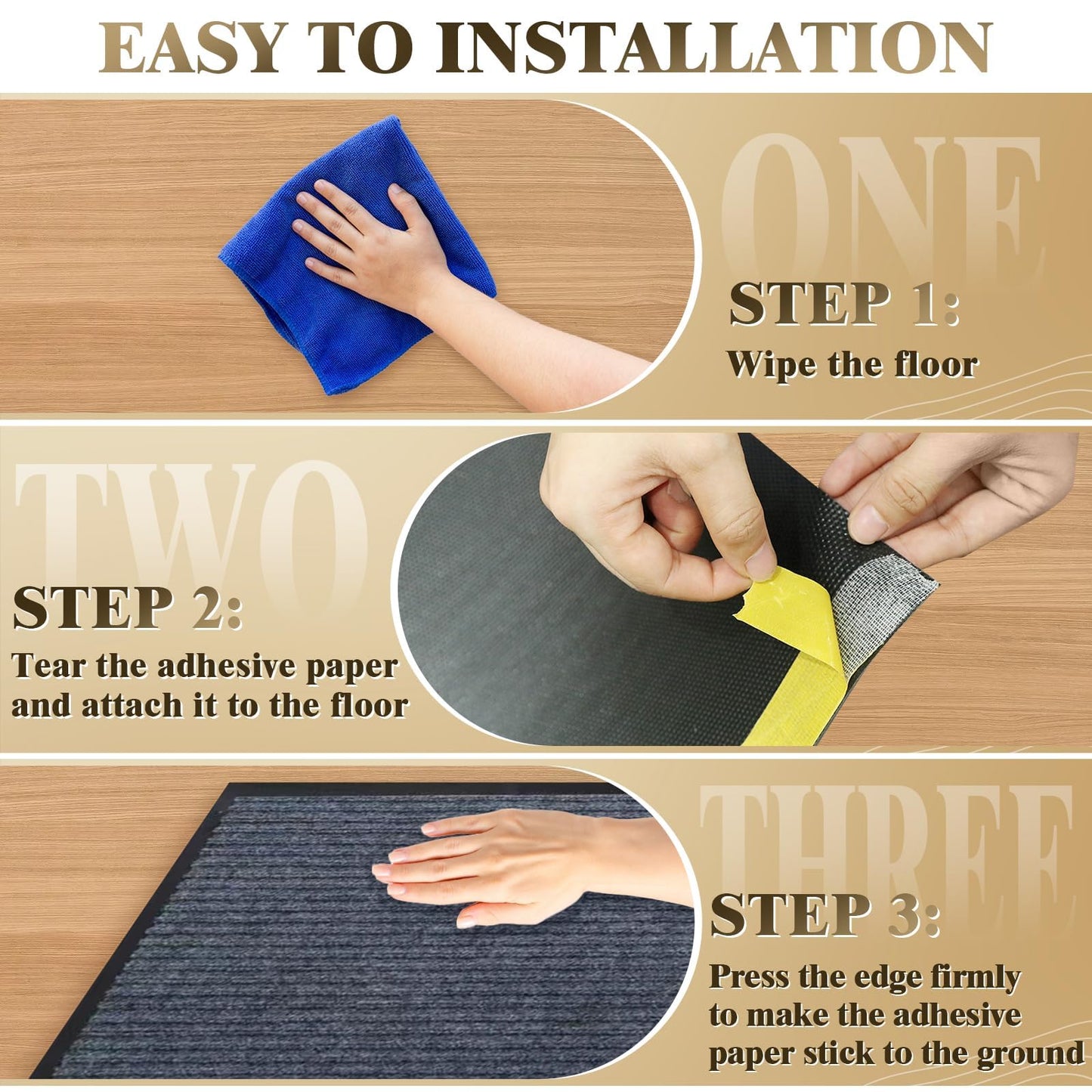 Laapee 4'x6' Extra Large Non-Slip Door Mat Rug - Heavy Duty Polyester Entryway Mat for Indoor Outdoor Covered Entrance - Stain Resistant Commercial Doormat for Home, Office Building, Mall