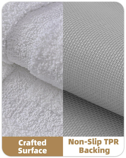 Color&Geometry White Bathroom Rugs 30x20, Extra Soft Absorbent Microfiber Bath Rugs, Non-Slip Bathroom mat, Washable Plush Bath Mats for Bathroom, Shower, Bathtub, Laundry, White
