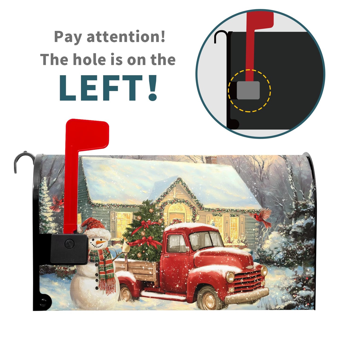 Winter Mailbox Covers Magnetic Standard Size 21 x 18 Inch Christmas Snowman Truck Farmhouse Mailbox Wraps Post Letter Box Cover for Garden Yard Xmas Holiday Home Decor