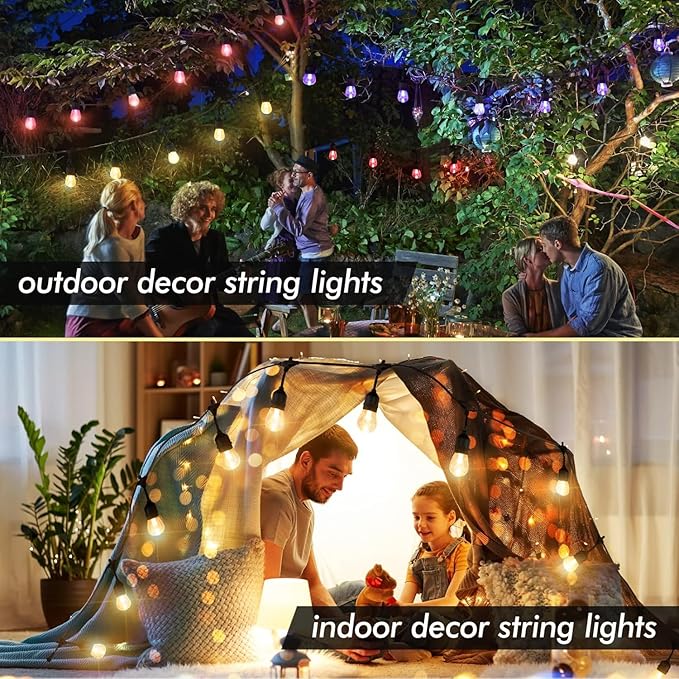 96FT Solar Outdoor String Lights, 30 Shatterproof Edison LED Bulbs, Dimmable RGB Color Changing Patio Lights with Remote, Waterproof Commercial Grade Fairy Lights for Garden, Yard