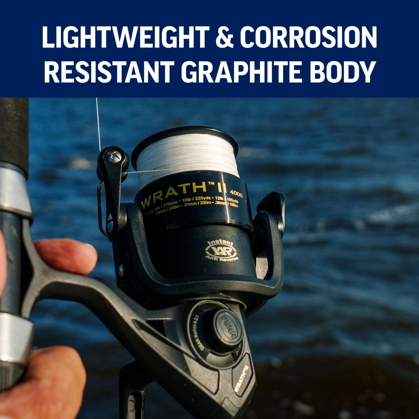 PENN 6'6" Wrath II Fishing Rod and Spinning Reel Combo, Size 2500, Medium Light Power, Extra Fast Action, Corrosion-Resistant Graphite Construction, Lightweight and Durable