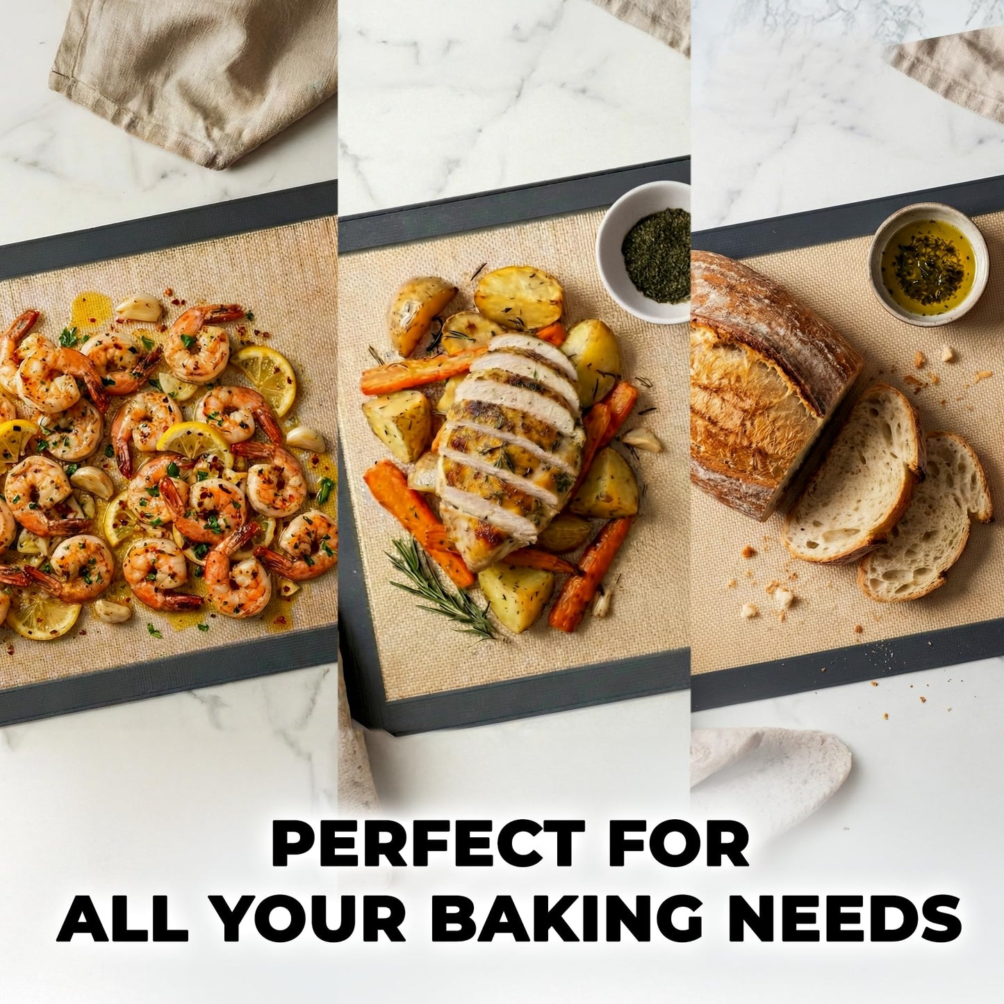 Zulay Kitchen Silicone Baking Mat 2 Pack – 16.5"×11.6" BPA-Free Reusable Baking Sheet, Heat Resistant 480°F – Non-Slip Border, Perfect for Cookies, Bread, Pastries & Oven Use - (Dark Gray)