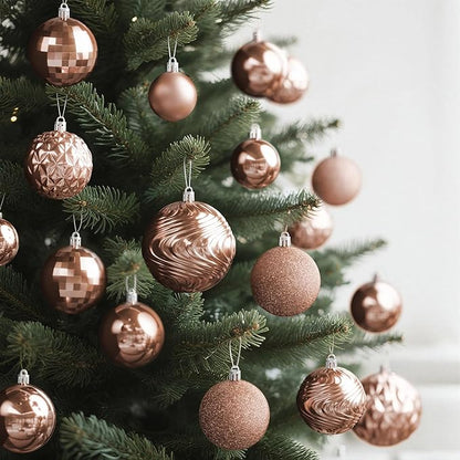 Annecy Christmas Tree Ornaments - 36 PCS Shatterproof Christmas Ball Ornaments Set for Holiday, Wreath & Party Decorations (Multi-Size, Rose Gold)