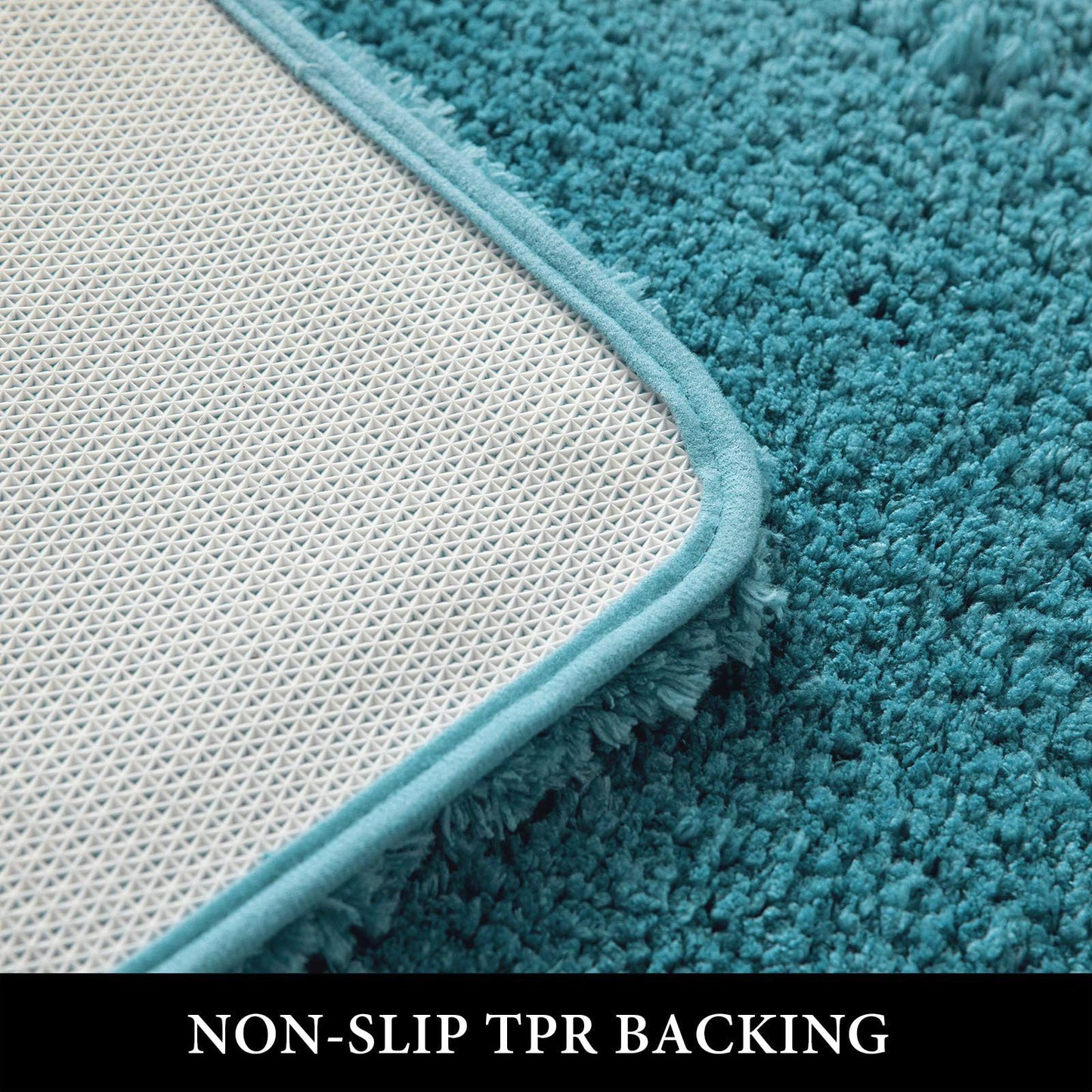 MIULEE 3 Pieces Bathroom Rugs and mats Sets Extra Thick Non Slip Microfiber Bath Mats and U-Shaped Contour Toilet Rug for Bath Room Floor Restroom,20"x30"+16"x24"+20"x20", Teal