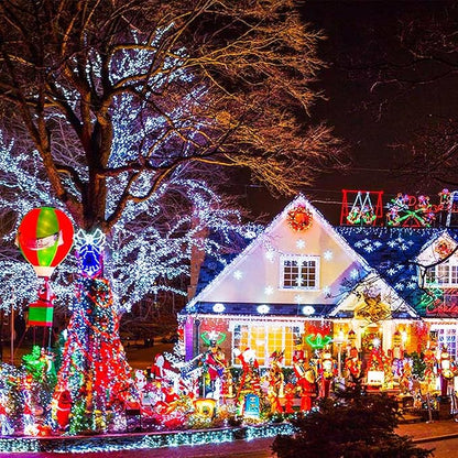 JMEXSUSS 300 LED White Christmas Lights, Outdoor Indoor, Green Wire, 8 Modes, Waterproof, Perfect for Xmas, Wedding, Party, Garden
