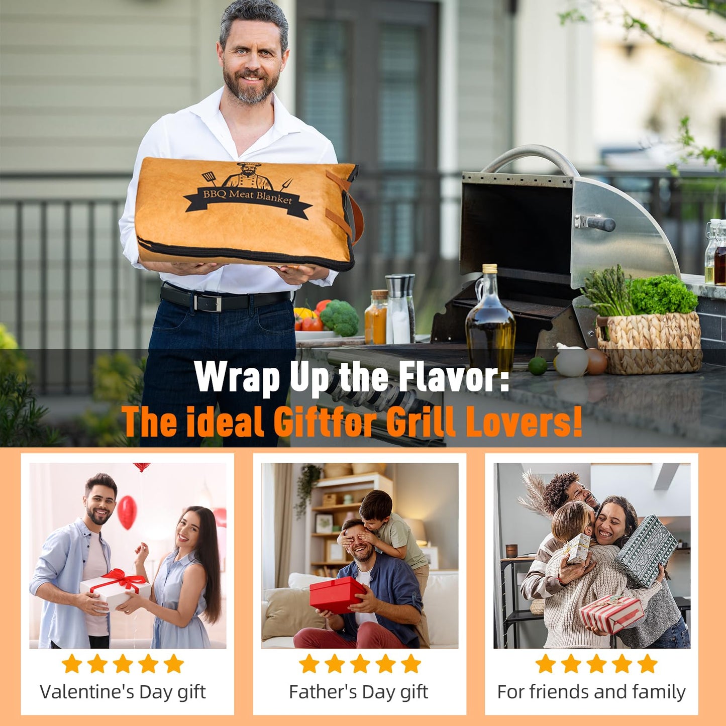 BBQ Blanket for Resting Meat-Air Fryer/Dough/Kitchen/Smoker Accessories Party Picnic Camping-Insulated Bag for Brisket/Pork Shoulder/Turkey-Anniversary Birthday Gift for Men (21in)