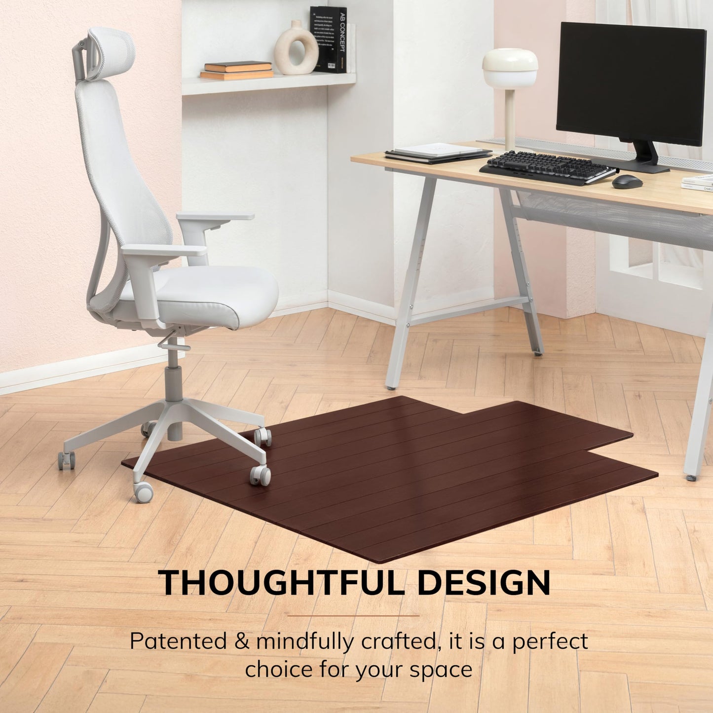 Anji Mountain Office Chairmat Thickest & Sturdy Bamboo Chairmats Highly Premium Quality Anti-Slip Heavy Duty for Multi-Purpose Hardwood Floor Office & Home Floor Protector Office Chair mat-8mm Thick