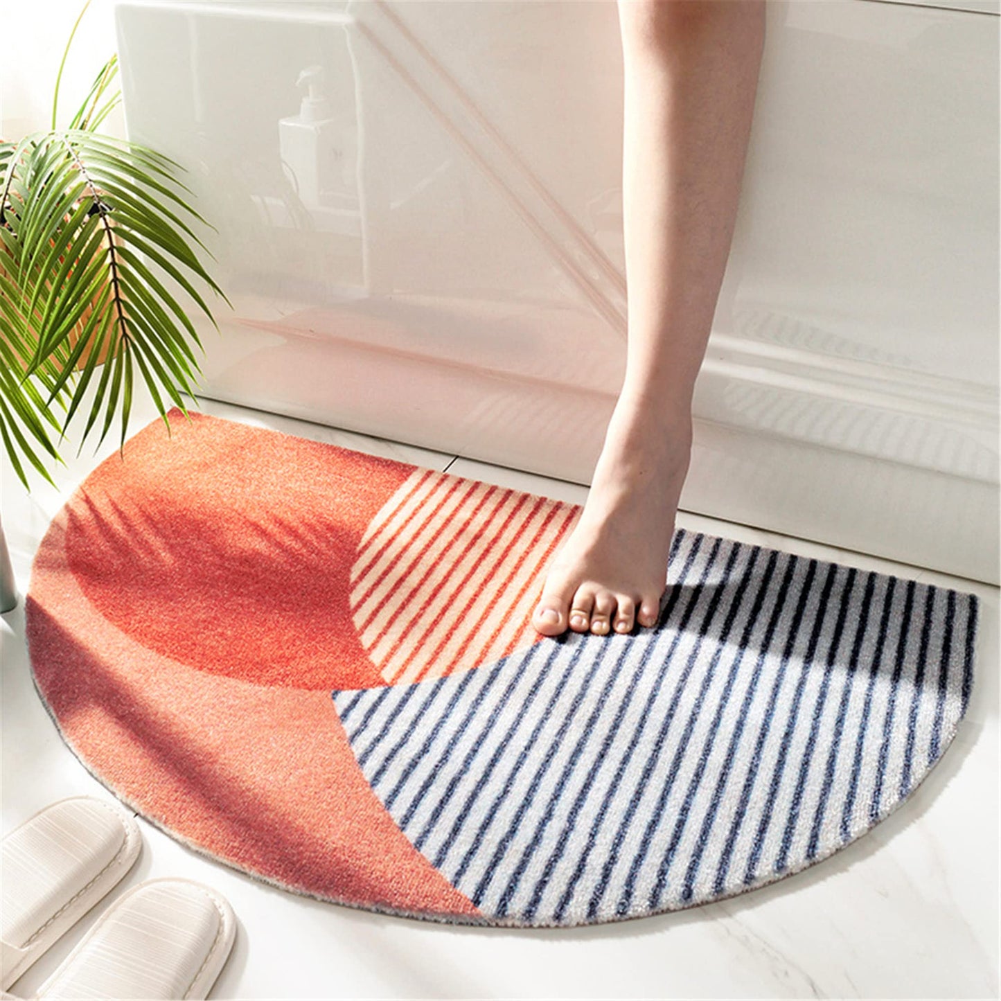 THRILRUG Half Round Inside Door Mats for Front Door Mat Indoor 17"x28" Entryway Rug Boho Door Mat,Half Circle Cute Welcome Mat Indoor Entrance mats,Semicircle Non-Slip Low-Profile (17"x28")