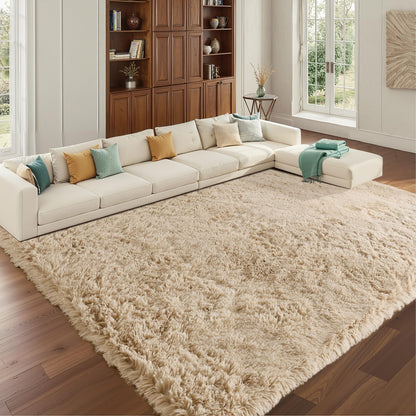 LEDODO Fluffy Area Rugs for Bedroom - Soft Plush Shag Rug for Living Room Nursery Kids Room - Non Slip Fuzzy Shaggy Floor Carpets for Girls Boys Play Room Dorm Decor (Beige, 5' x 7')