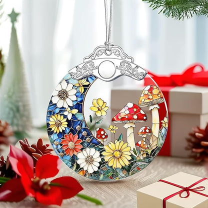 Mushroom Ornament – Christmas Decoration & Christmas Ornament; Stained Glass Holiday Decoration (Holiday Present, Bauble Present, Gift Idea, Gift Exchange) | Heirloom Keepsakes