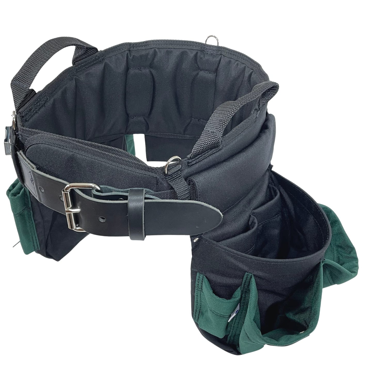 BOULDER BAG Professional Electrician's MAX Combo with Comfort Back Support Tool Belt, Leather Belt Buckle, Heavy Duty Work Belt, Green, (Medium 28-32 Inch Waist), Made in USA